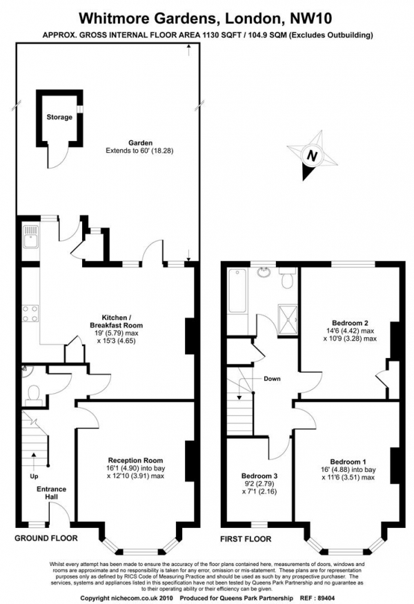 Floor Plan Image for 3 Bedroom Detached House to Rent in Whitmore Gardens NW10 5HH, London