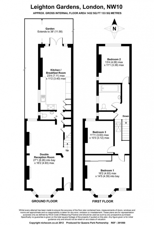 Floor Plan Image for 3 Bedroom Property to Rent in Leighton Gardens, London