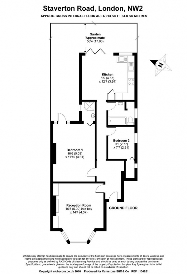 Floor Plan Image for 2 Bedroom Flat to Rent in Staverton Road, Willesden Green