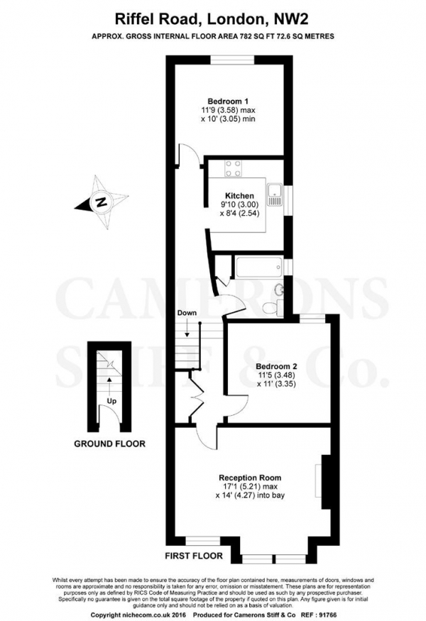 Floor Plan Image for 2 Bedroom Apartment to Rent in Riffel Road, Willesden Green