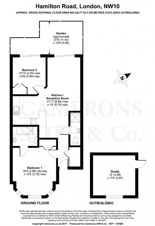 Floor Plan for 2 Bedroom Flat to Rent in Hamilton Road, Dollis Hill, NW10, 1NE - £399  pw | £1729 pcm