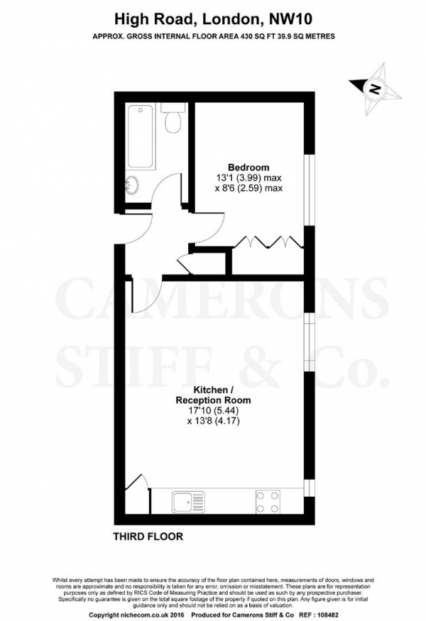 Floor Plan Image for 1 Bedroom Apartment to Rent in High Road, Dollis Hill