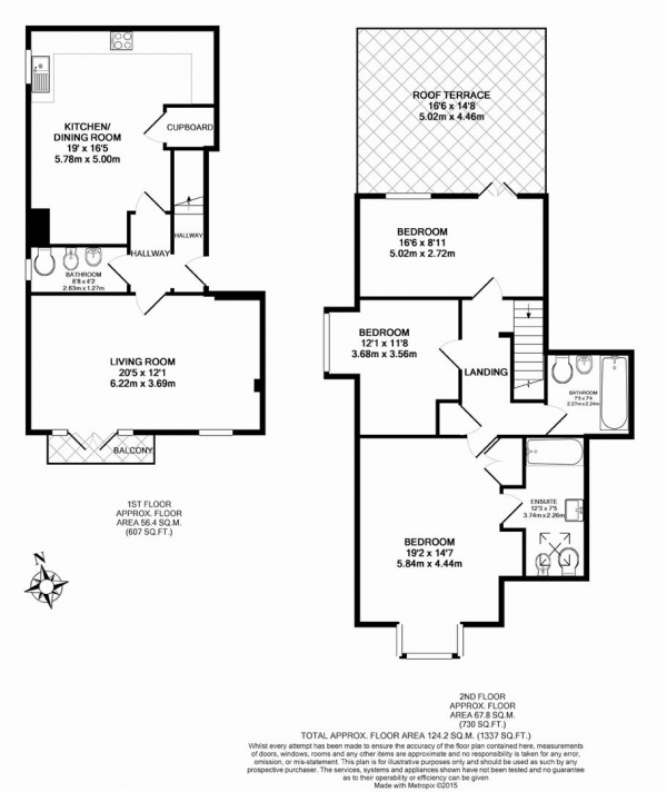 Floor Plan Image for 3 Bedroom Apartment to Rent in Honeyman Close, Brondesbury Park