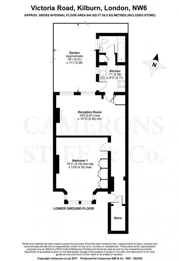 Floor Plan Image for 1 Bedroom Apartment to Rent in Victoria Road, Kilburn