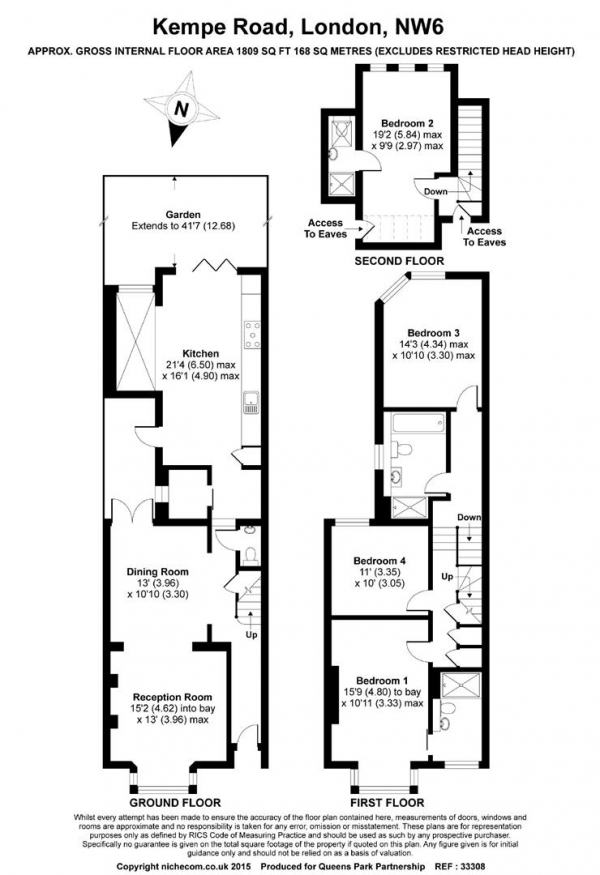 Floor Plan Image for 4 Bedroom Terraced House to Rent in Kempe Road, London