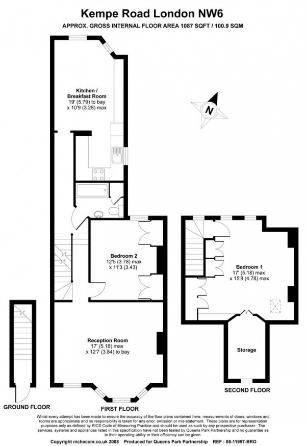 Floor Plan for 2 Bedroom Flat to Rent in Kempe Road, London, NW6, 6SL - £500  pw | £2167 pcm