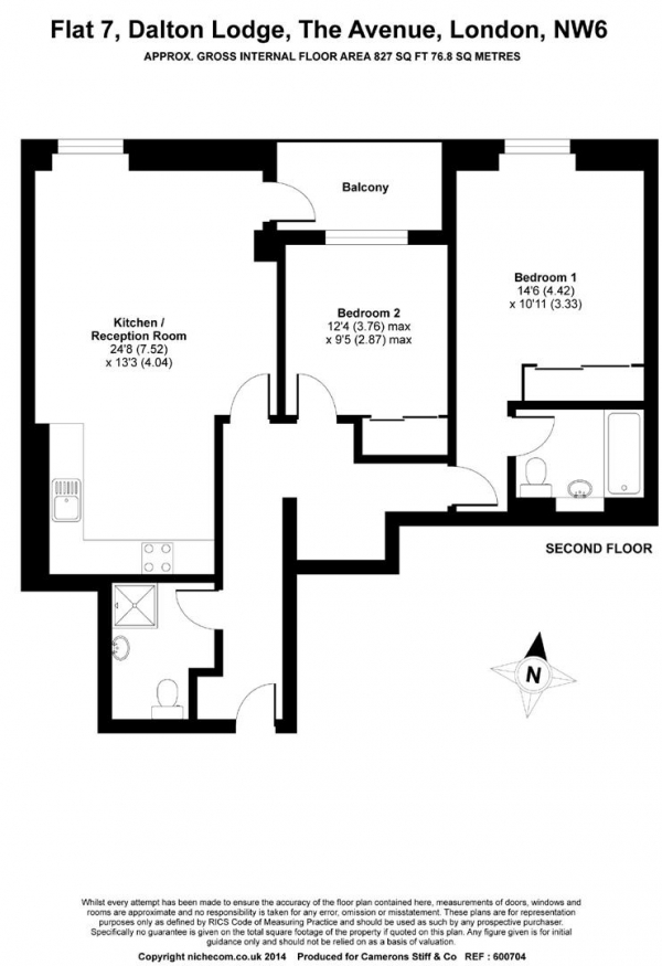 Floor Plan Image for 2 Bedroom Apartment to Rent in The Avenue, London