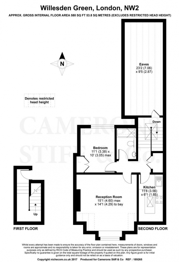 Floor Plan Image for 1 Bedroom Flat to Rent in Blenheim Gardens, Willesden Green