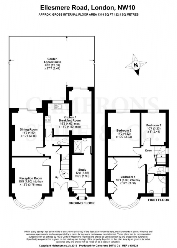 Floor Plan Image for 4 Bedroom Property to Rent in Ellesmere Road, Willesden