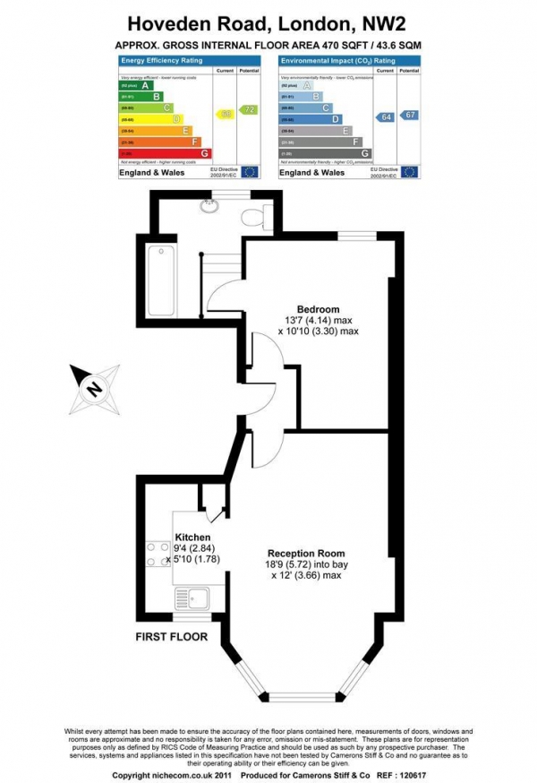 Floor Plan Image for 1 Bedroom Flat to Rent in Hoveden Road, Mapesbury