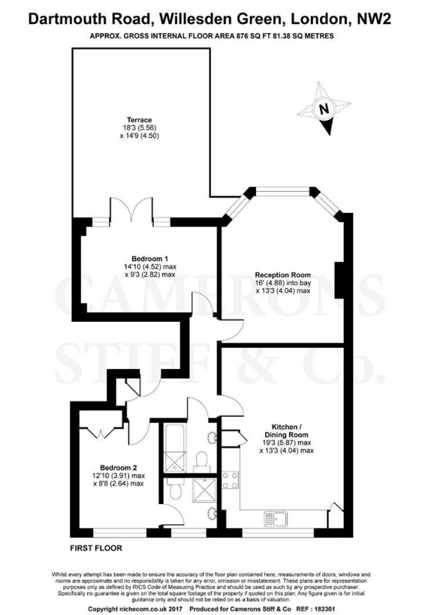 Floor Plan Image for 2 Bedroom Flat to Rent in Dartmouth Road, Mapesbury Conservation Area, NW2
