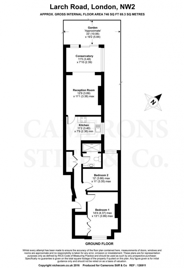 Floor Plan Image for 2 Bedroom Flat to Rent in Larch Road, London