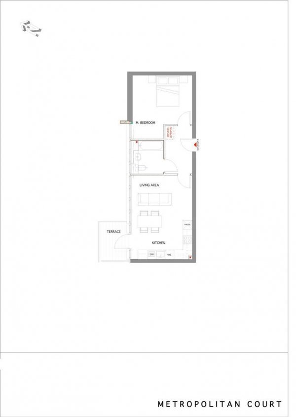 Floor Plan Image for 1 Bedroom Flat to Rent in Metropolitan Court, Willesden Green