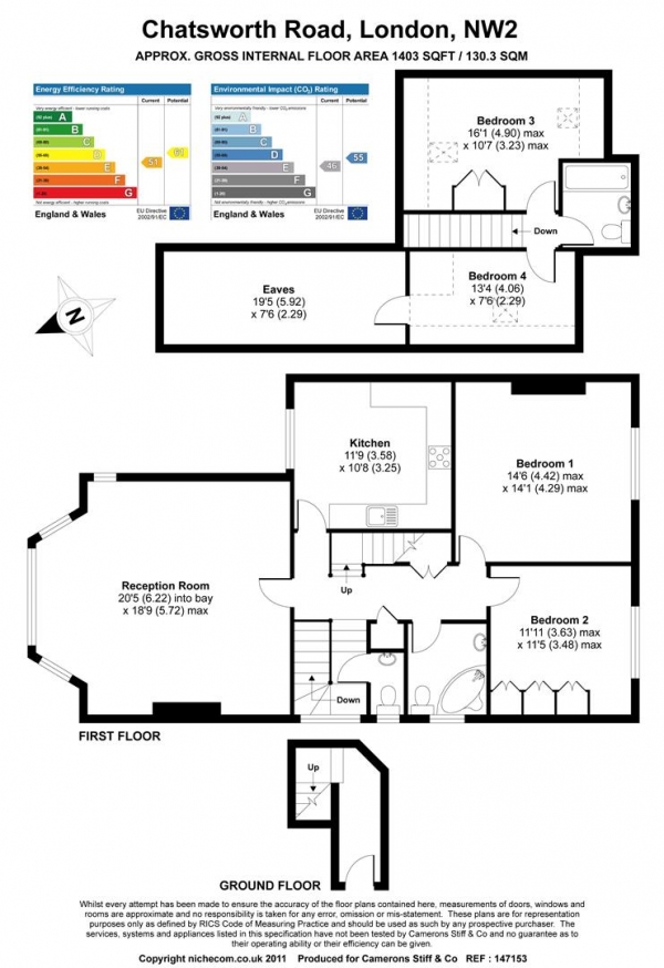 Floor Plan Image for 4 Bedroom Flat to Rent in Chatsworth Road, Mapesbury