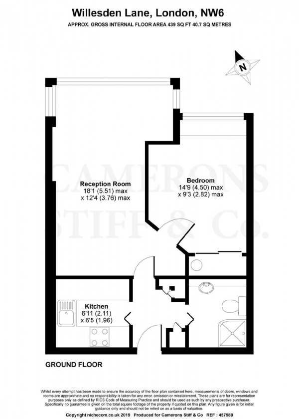 Floor Plan Image for 1 Bedroom Flat to Rent in Willesden Lane, Willesden Green