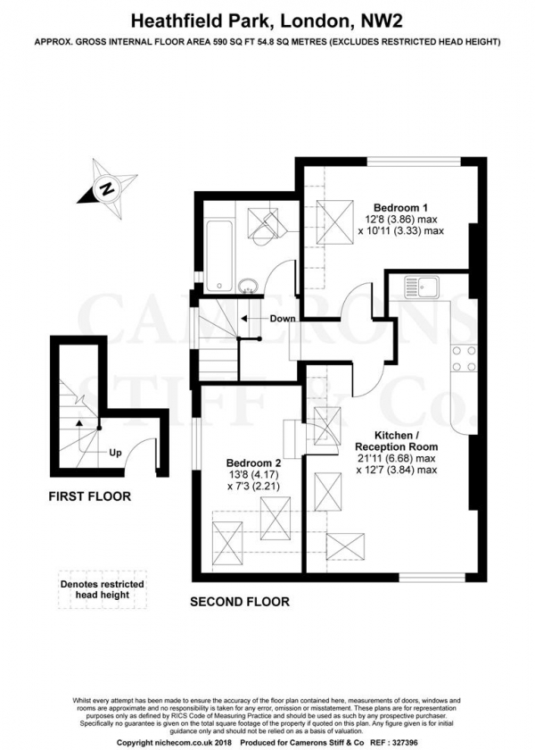 Floor Plan Image for 2 Bedroom Flat to Rent in Heathfield Park, Willesden Green