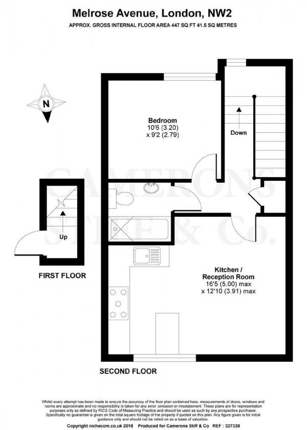 Floor Plan Image for 1 Bedroom Flat to Rent in Melrose Avenue, Willesden Green