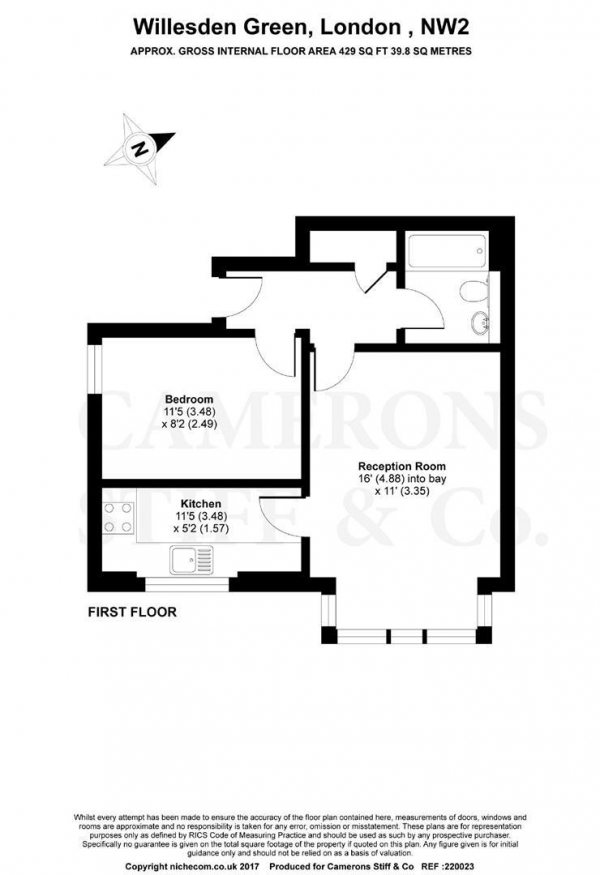 Floor Plan Image for 1 Bedroom Flat to Rent in Blenheim Gardens, Willesden Green