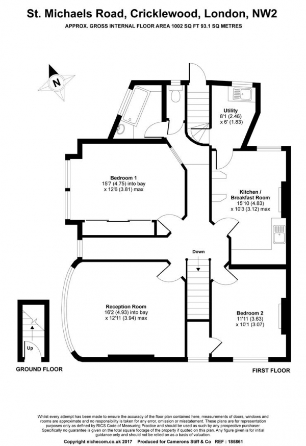 Floor Plan Image for 2 Bedroom Flat to Rent in Holm Lodge St Michaels Road, Cricklewood