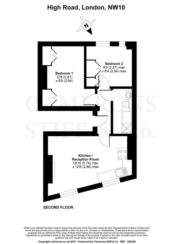 Floor Plan Image for 2 Bedroom Flat to Rent in High Road, Willesden Green