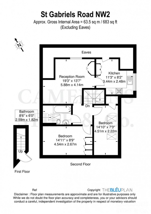 Floor Plan Image for 2 Bedroom Flat to Rent in St Gabriels Road, Willesden Green