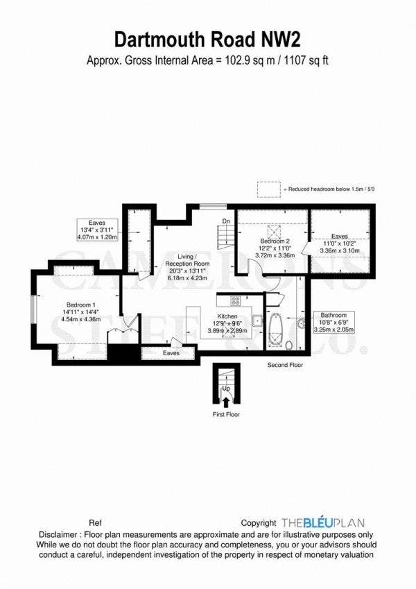 Floor Plan Image for 2 Bedroom Apartment to Rent in Dartmouth Road, Mapesbury Conservation Area, Willesden Green