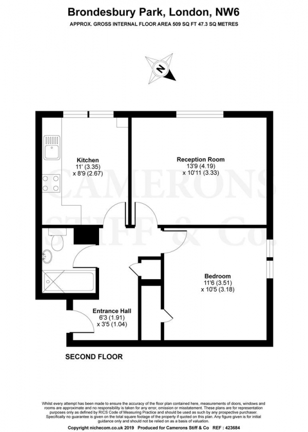 Floor Plan Image for 1 Bedroom Flat to Rent in Alan Preece Court, Brondesbury Park