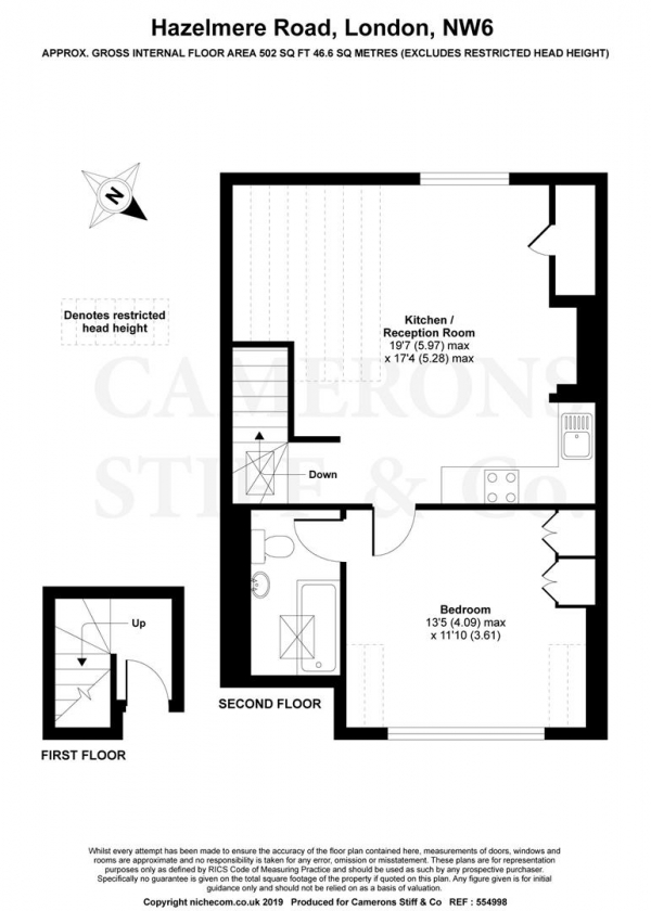 Floor Plan Image for 1 Bedroom Flat to Rent in Hazelmere Road, Queen's Park