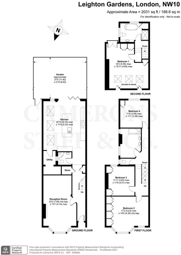 Floor Plan Image for 4 Bedroom Property to Rent in Leighton Gardens, London