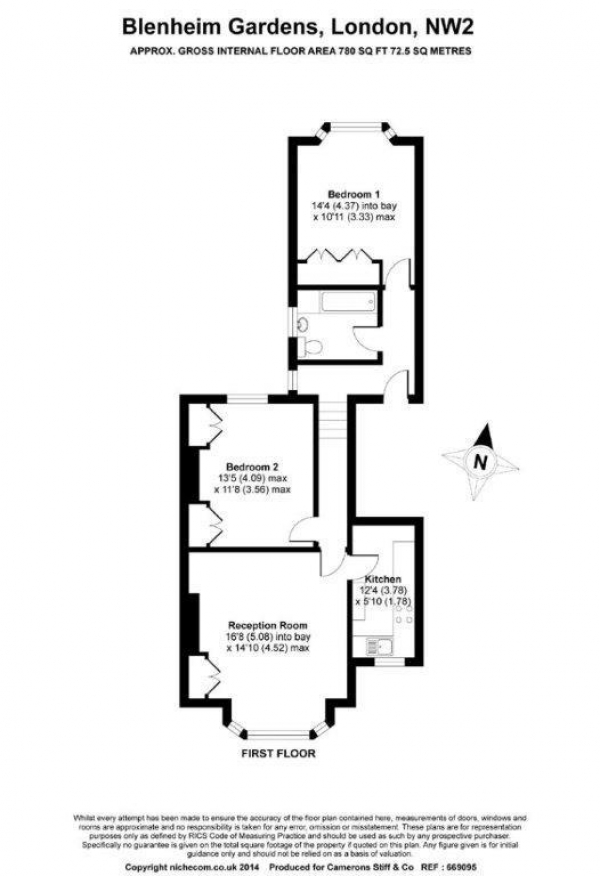 Floor Plan Image for 2 Bedroom Flat to Rent in Blenheim Gardens, Willesden Green, NW2