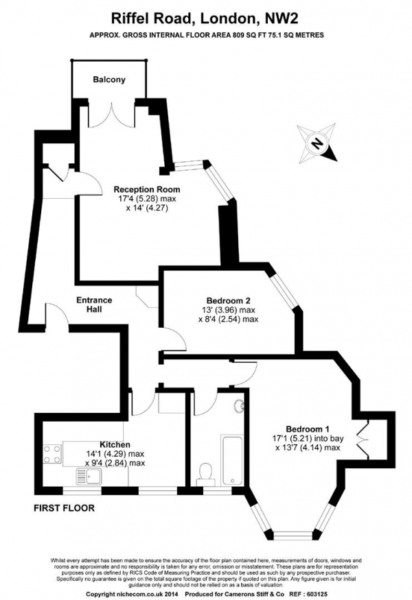 Floor Plan Image for 2 Bedroom Flat to Rent in Riffel Road, London, NW2