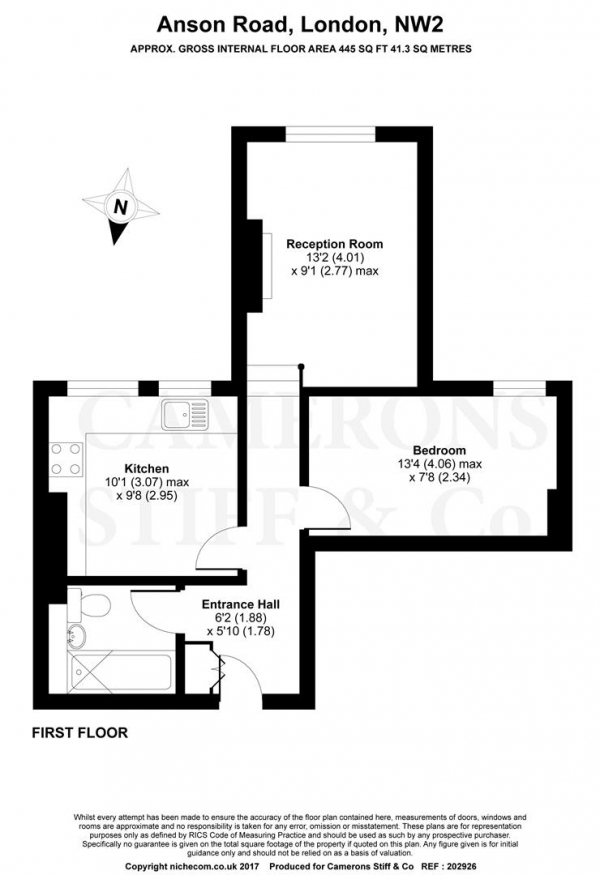 Floor Plan Image for 1 Bedroom Flat to Rent in Anson Road, Willesden Green, NW2