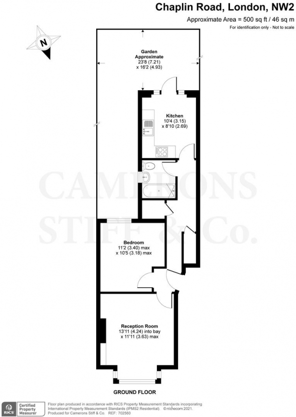 Floor Plan Image for 1 Bedroom Apartment to Rent in Chaplin Road, Willesden, NW2