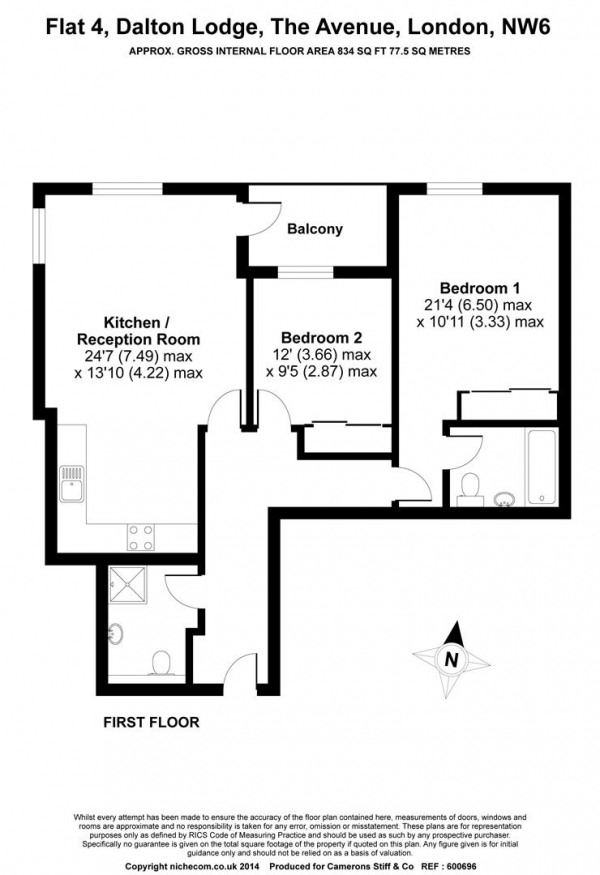 Floor Plan Image for 2 Bedroom Flat to Rent in The Avenue, Queens Park, NW6