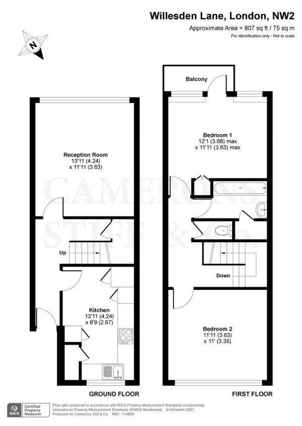 Floor Plan Image for 2 Bedroom Flat to Rent in Willesden Lane, London