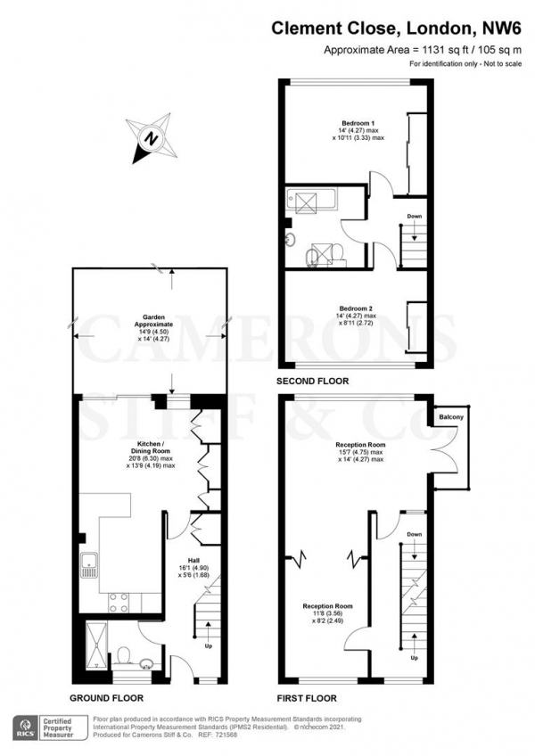 Floor Plan Image for 2 Bedroom Town House to Rent in Clement Close, Brondesbury Park, NW6