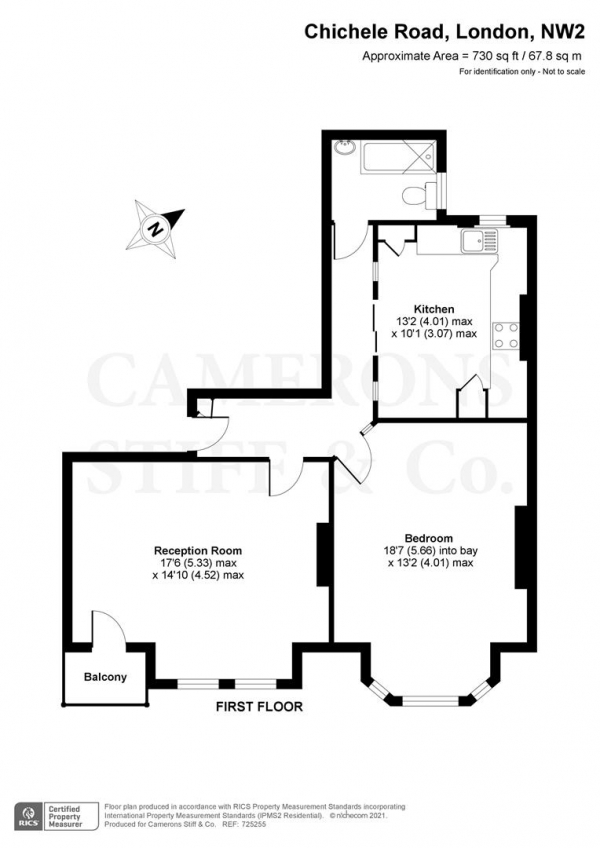 Floor Plan Image for 1 Bedroom Flat to Rent in Chichele Mansions, Cricklewood NW2