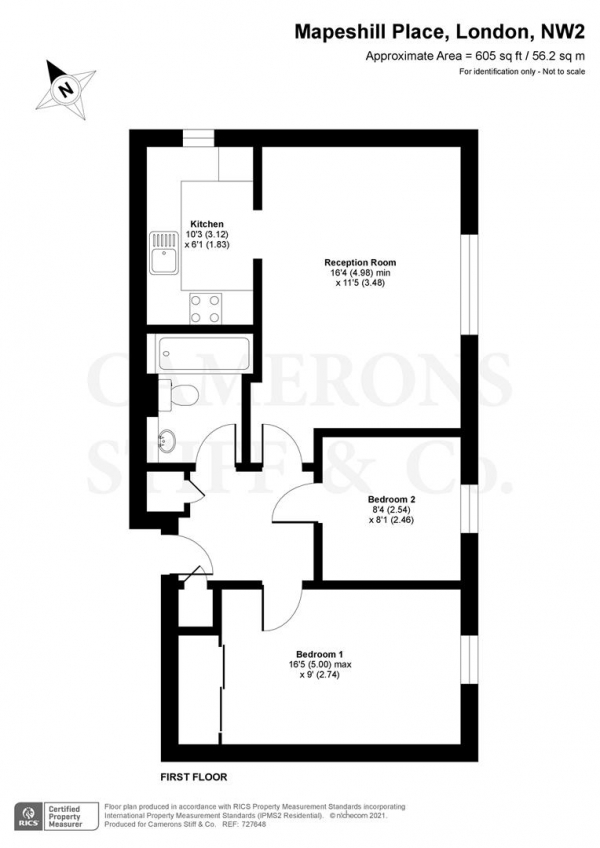 Floor Plan Image for 2 Bedroom Flat to Rent in Mapeshill Place, Willesden Green