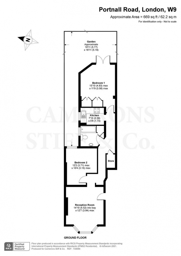 Floor Plan Image for 2 Bedroom Flat to Rent in Portnall Road, London W9