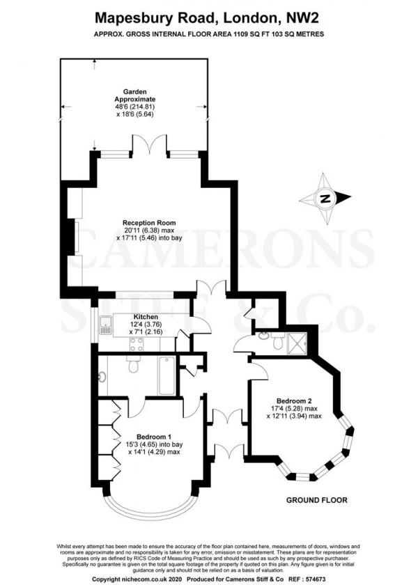 Floor Plan Image for 2 Bedroom Property to Rent in Mapesbury Road, London NW2