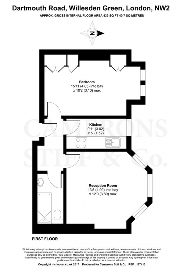 Floor Plan Image for 1 Bedroom Flat to Rent in Dartmouth Road, NW2