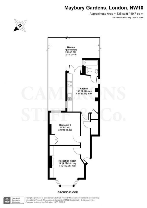 Floor Plan Image for 1 Bedroom Flat to Rent in Maybury Gardens, London