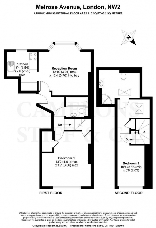 Floor Plan Image for 2 Bedroom Flat to Rent in Melrose Avenue, Willesden Green