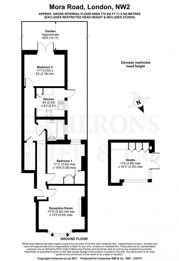 Floor Plan Image for 2 Bedroom Flat to Rent in Mora Road, Cricklewood