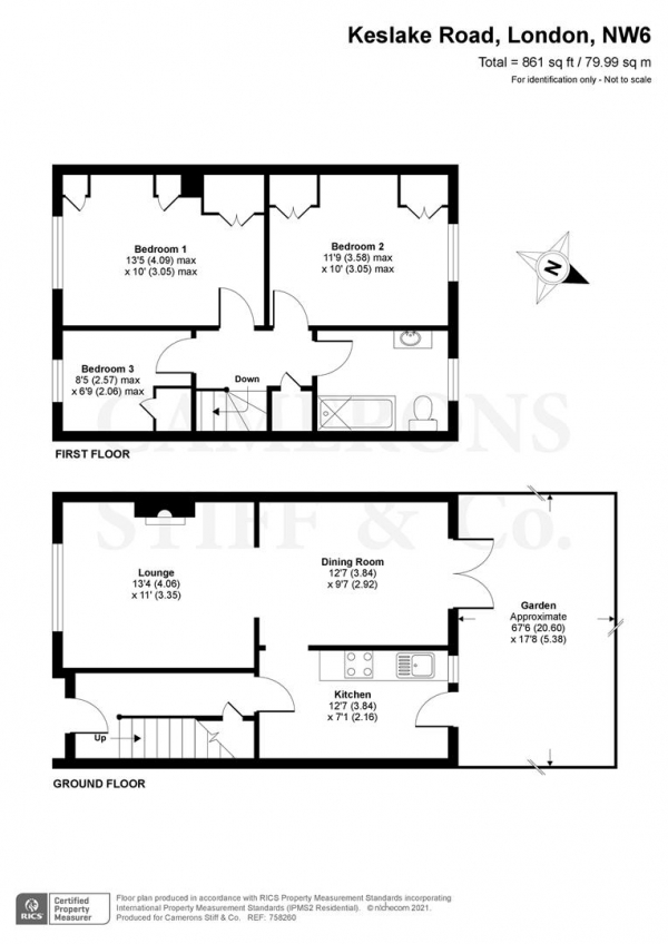 Floor Plan Image for 3 Bedroom Property to Rent in Keslake Road, Kensal Rise, London