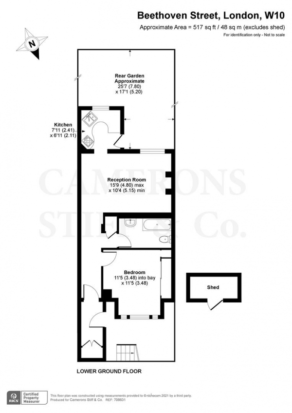 Floor Plan Image for 1 Bedroom Flat to Rent in Beethoven Street, London W10