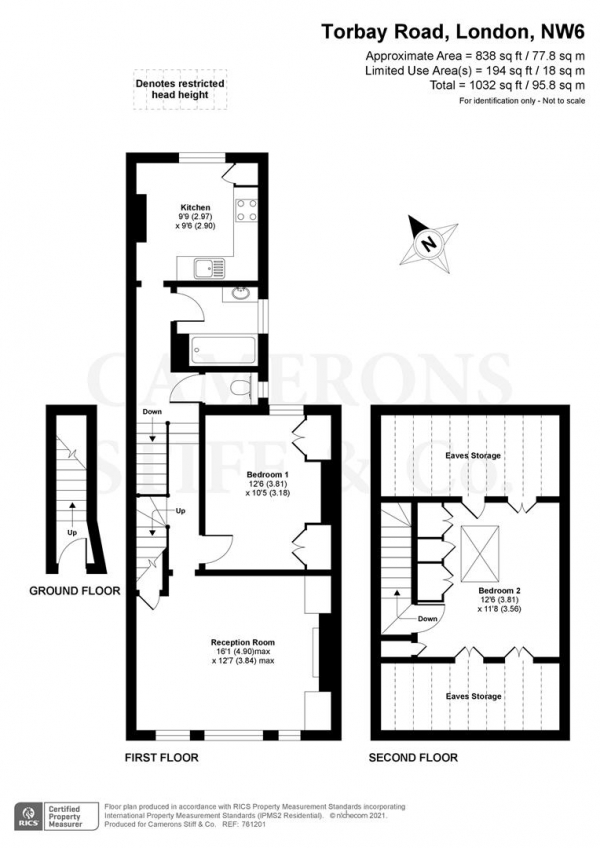 Floor Plan Image for 2 Bedroom Flat to Rent in Torbay Road, Brondesbury