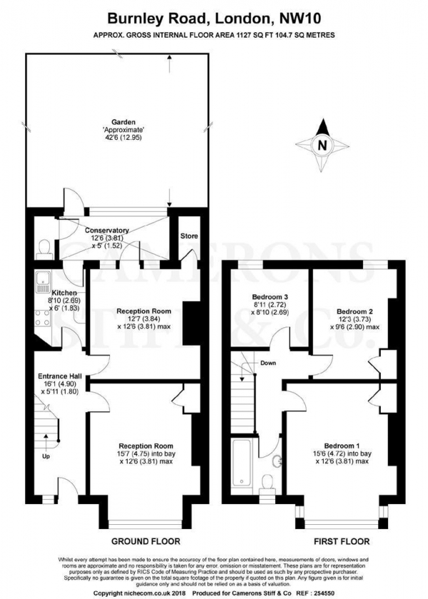 Floor Plan Image for 4 Bedroom Property to Rent in Burnley Road, Dollis Hill