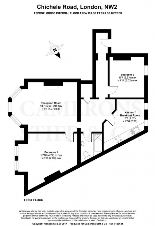 Floor Plan Image for 2 Bedroom Flat to Rent in York Mansions, Chichele Road, Willesden Green