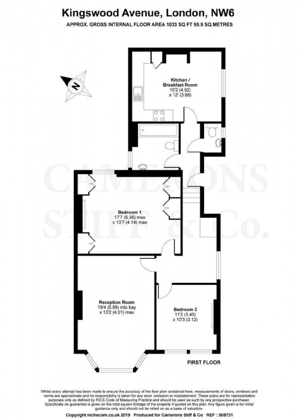 Floor Plan Image for 2 Bedroom Flat to Rent in Kingswood Avenue, Queens Park